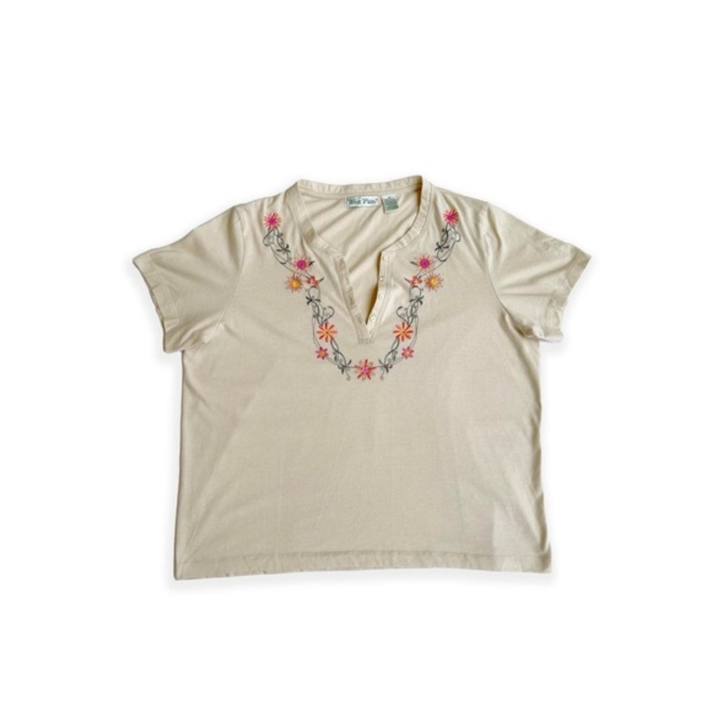 EUC Floral embroidered v-neck tunic